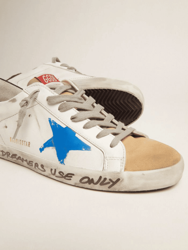 Réplica GOLDEN GOOSE  Super-Star sneakers with printed blue star - Imagen 3
