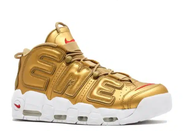 Réplica SUPREME X AIR MORE UPTEMPO 'METALLIC GOLD' - Imagen 2