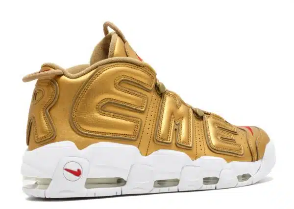 Réplica SUPREME X AIR MORE UPTEMPO 'METALLIC GOLD' - Imagen 3