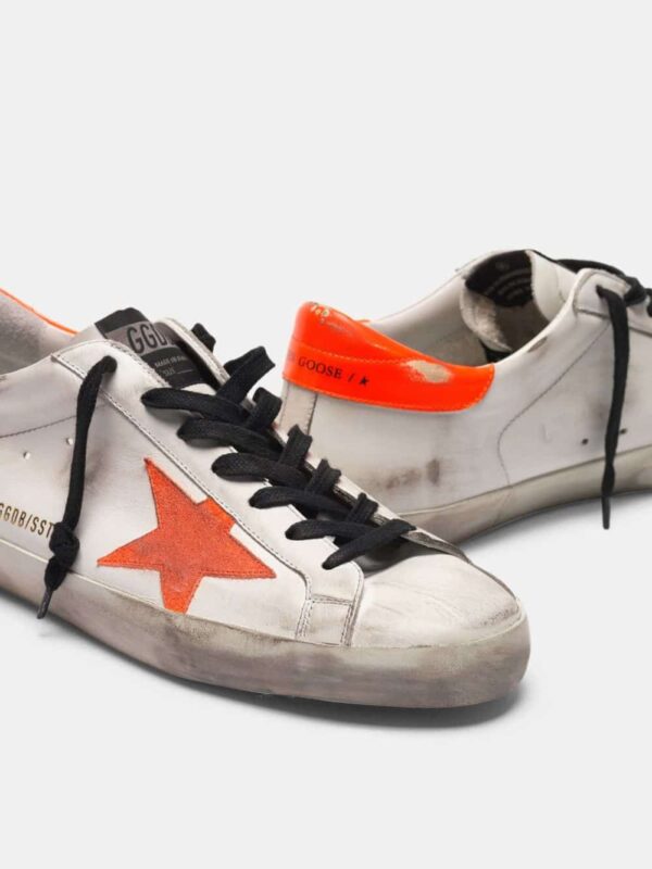 Réplica GOLDEN GOOSE Super-Star sneakers with star and fluorescent orange heel ta - Imagen 4