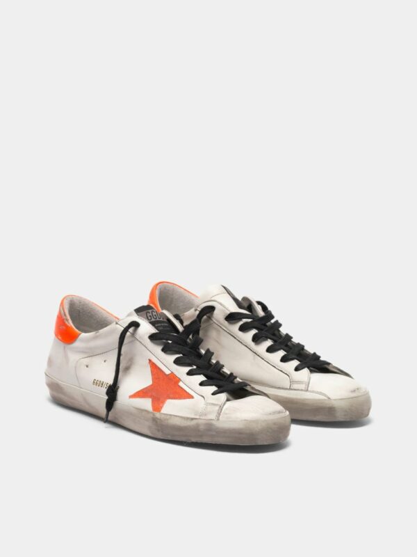 Réplica GOLDEN GOOSE Super-Star sneakers with star and fluorescent orange heel ta - Imagen 3