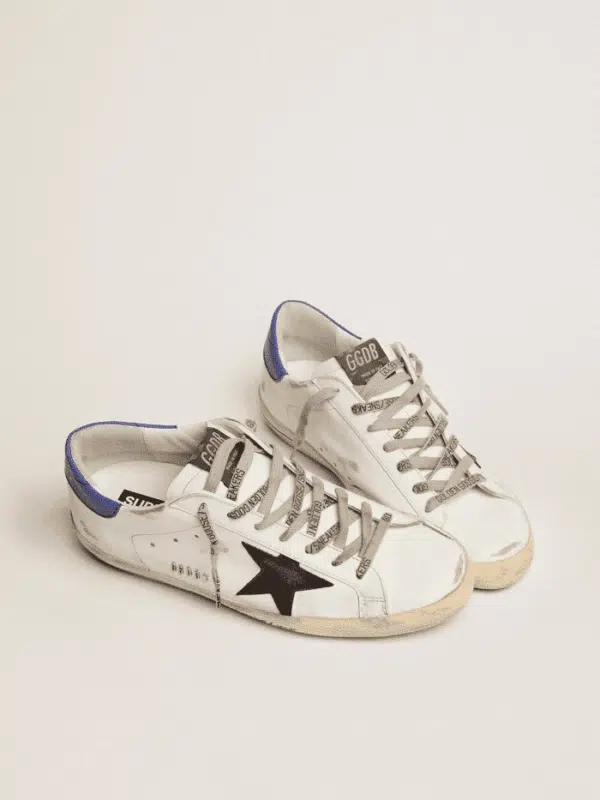 Réplica GOLDEN GOOSE  Super-Star sneakers with black snake-print leather star and blue leather heel tab - Imagen 2