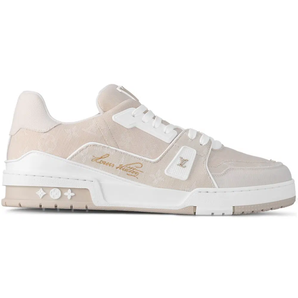 LOUIS VUITTON LV TRAINER 'BEIGE WHITE' MONOGRAM DENIM RÉPLICA LV TRAINER 'BEIGE BLANCAS' MONOGRAM DENIM - Imagen 1